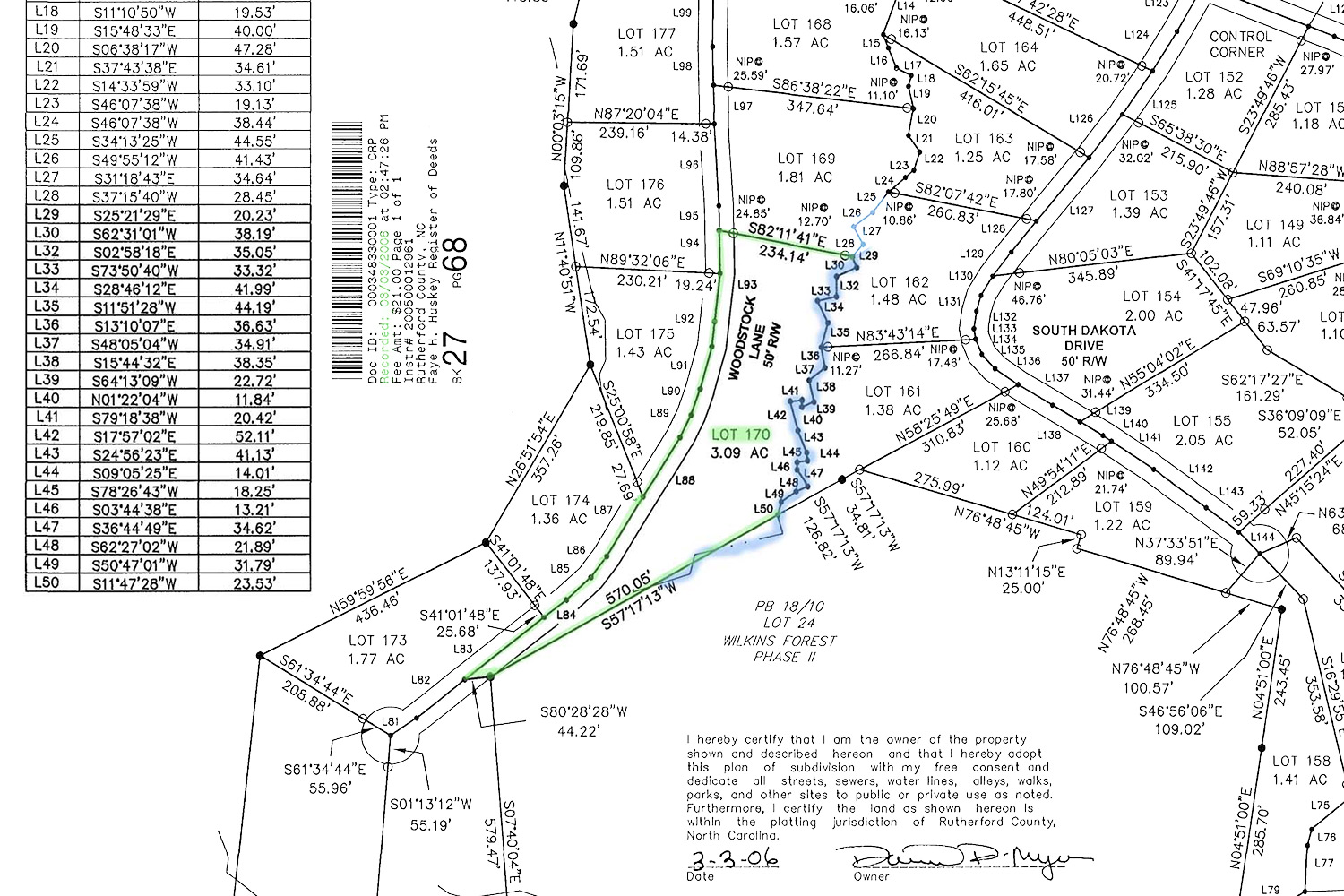 sloped property on lot 170 in Clearwater Creek